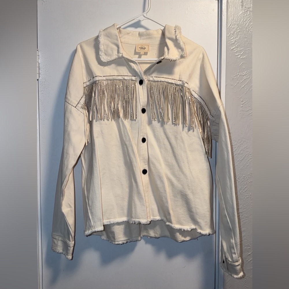Cream Fringe Women's Jacket